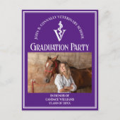 Paarse Veterinaire School Afstudeerfeest Uitnodiging Briefkaart (Voorkant)