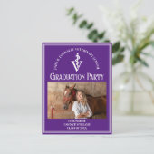 Paarse Veterinaire School Afstudeerfeest Uitnodiging Briefkaart (Staand voorkant)