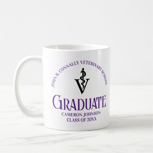 Paarse Veterinaire School Afstuderen Custom Koffiemok (Links)