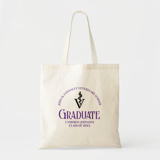 Paarse Veterinaire School Afstuderen Custom Tote Bag (Voorkant)