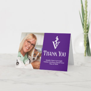 Paarse Veterinaire School Afstuderen Foto Custom Bedankkaart