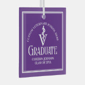 Paarse Veterinaire School Afstuderen Kerst Glas Ornament (Voorkant Rechts)
