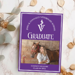 Paarse Veterinaire School Foto Custom Afstuderen Aankondiging
