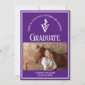 Paarse Veterinaire School Foto Custom Afstuderen Aankondiging (Voorkant)