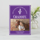 Paarse Veterinaire School Foto Custom Afstuderen Aankondiging (Staand voorkant)