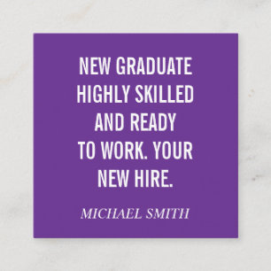 Paarse vetgedrukte aanhaling vierkante visitekaartje