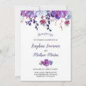 Paarse vetplanten & bladeren bruiloft uitnodiging (Voorkant)