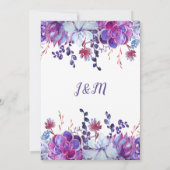 Paarse vetplanten & bladeren bruiloft uitnodiging (Achterkant)