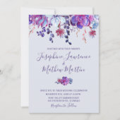 Paarse vetplanten bruiloft uitnodiging (Voorkant)