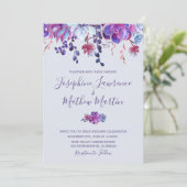 Paarse vetplanten bruiloft uitnodiging (Staand voorkant)