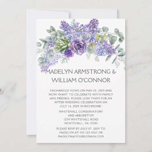 Paarse vetplanten, lila's, alleen lavendelontvangs kaart (Voorkant)