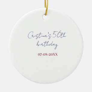 paarse vette 50 verjaardag jubileum voeg naam datu keramisch ornament
