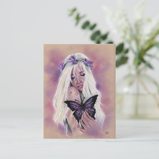 Paarse vetvlinder briefkaart (Staand voorkant)