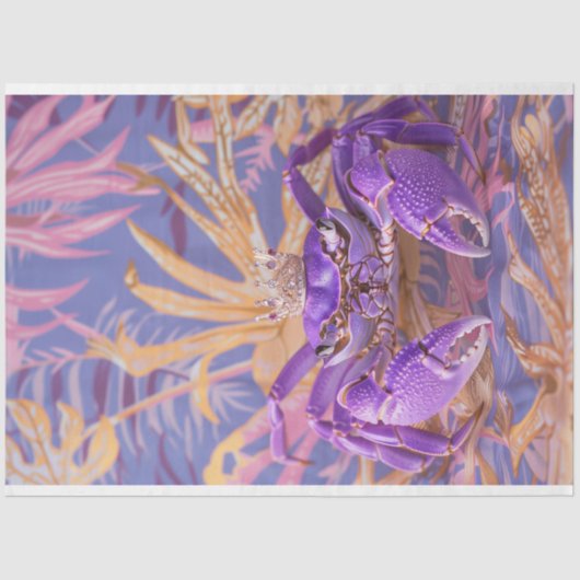 Paarse Vibrant  Bloemen Koning Krab Decoupage Tissuepapier (Voorkant)