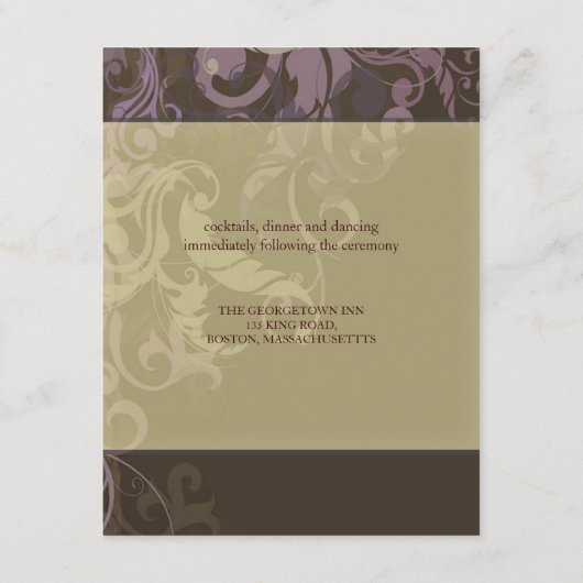 Paarse Victoria Huwelijksontvangstkaart Informatiekaartje (Achterkant)