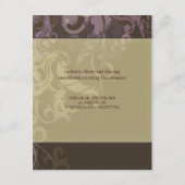 Paarse Victoria Huwelijksreceptiekaart Informatiekaartje (Achterkant)