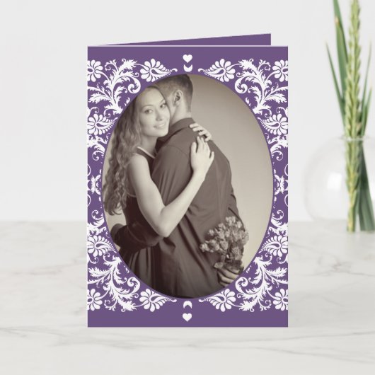  Paarse Victoriaans Bloemen Damask Wedding (Voorkant)