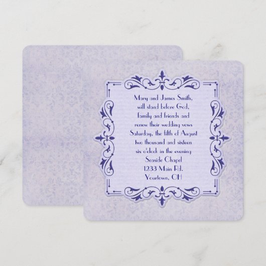 paarse Victoriaans bruiloft Wederewal Kaart (Voorkant / Achterkant)