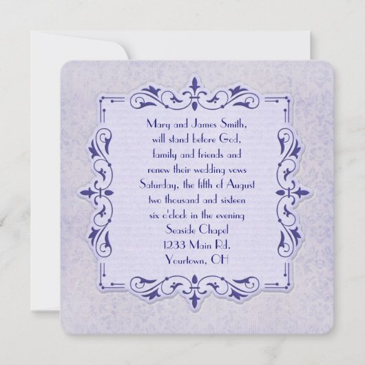 paarse Victoriaans bruiloft Wederewal Kaart (Voorkant)