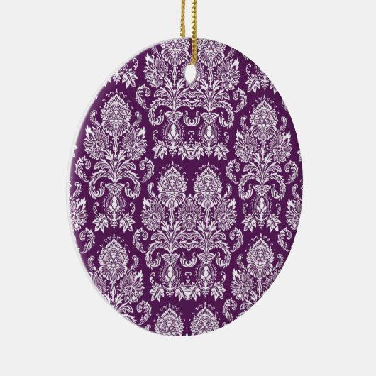 Paarse Victoriaans Damask Keramisch Ornament (Rechts)