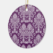 Paarse Victoriaans Damask Keramisch Ornament (Links)