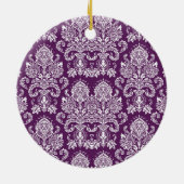 Paarse Victoriaans Damask Keramisch Ornament (Achterkant)
