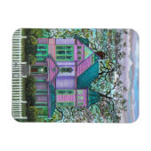 Paarse Victoriaans House Pumpkins Wagon Herfst Tre Magneet (Horizontaal)