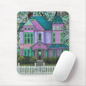 Paarse Victoriaans House Pumpkins Wagon Herfst Tre Muismat (Met muis)