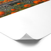 Paarse Victoriaans House Wagon Pumpkins Herfst Tre Poster (Hoek)