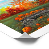 Paarse Victoriaans House Wagon Pumpkins Herfst Tre Poster (Hoek)
