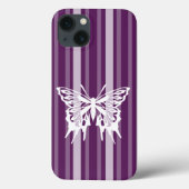 Paarse Victoriaans streep met vlinder Case-Mate iPhone Case (Achterkant)