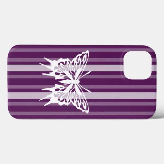 Paarse Victoriaans streep met vlinder Case-Mate iPhone Case (Achterkant (horizontaal))