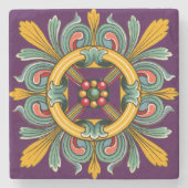 Paarse Victoriaans tegel Stenen Onderzetter (Voorkant)