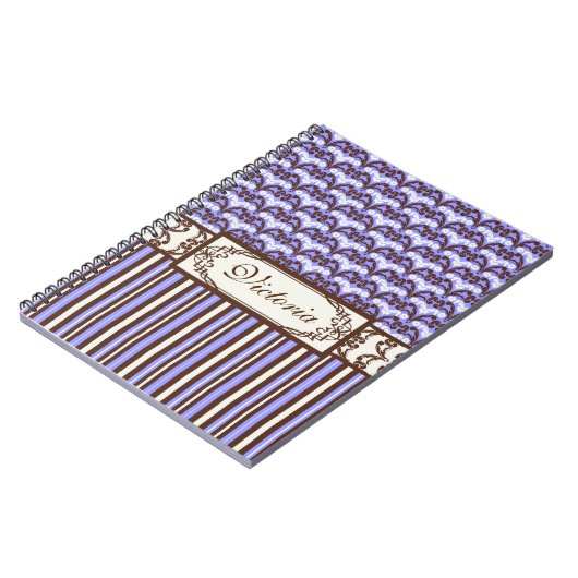 Paarse  Victoriaans Wilde West Elegant Damask Notitieboek (Linkerzijde)