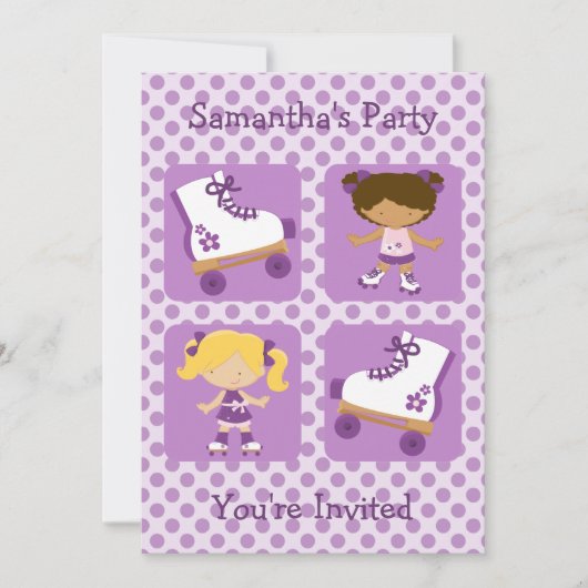 Paarse vier vierkantsplein Uitnodiging van rolpart (Voorkant)