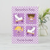 Paarse vier vierkantsplein Uitnodiging van rolpart (Staand voorkant)