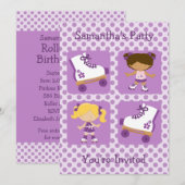 Paarse vier vierkantsplein Uitnodiging van rolpart (Voorkant / Achterkant)