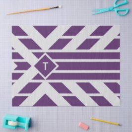 Paarse vierhoekige strepen, monogram weefselpapier tissuepapier