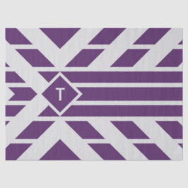 Paarse vierhoekige strepen, monogram weefselpapier tissuepapier