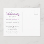 Paarse viering van het leven Foto Uitnodiging Fune (Achterkant)