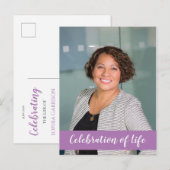 Paarse viering van het leven Foto Uitnodiging voor (Voorkant / Achterkant)