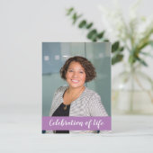 Paarse viering van het leven Foto Uitnodiging voor (Staand voorkant)