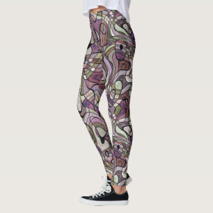 Paarse vierkant gewarmd kanteld vierkant patroon leggings