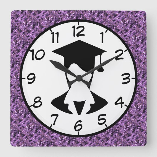 Paarse vierkant     vierkante klok (Voorkant)