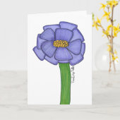 Paarse Vierkante Bloem- Blanco Kaart (Gele Bloem)