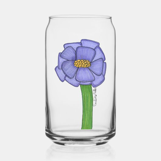 Paarse Vierkante Bloem Blikvorm Glas (Voorkant)
