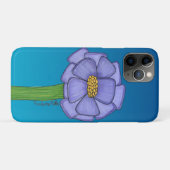 Paarse vierkante bloem met blauwe achtergrond Case-Mate iPhone case (Achterkant (horizontaal))