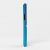 Paarse vierkante bloem met blauwe achtergrond Case-Mate iPhone case (Achterkant/rechts)