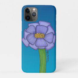 Paarse vierkante bloem met blauwe achtergrond Case-Mate iPhone case