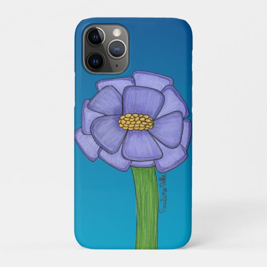 Paarse vierkante bloem met blauwe achtergrond Case-Mate iPhone case (Achterkant)